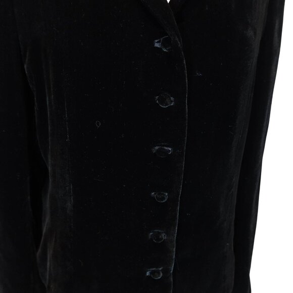 Vintage Velvet Silk Blend Shawl Collar Jacket 14p Black Whimsigoth Victorian - Picture 5 of 8